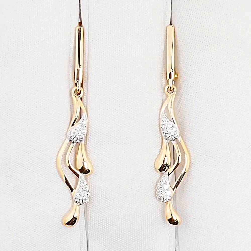 Серьги с фианитами из красного золота 585 пробы 1