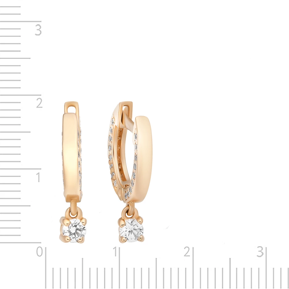 Серьги с фианитами из красного золота 585 пробы 2