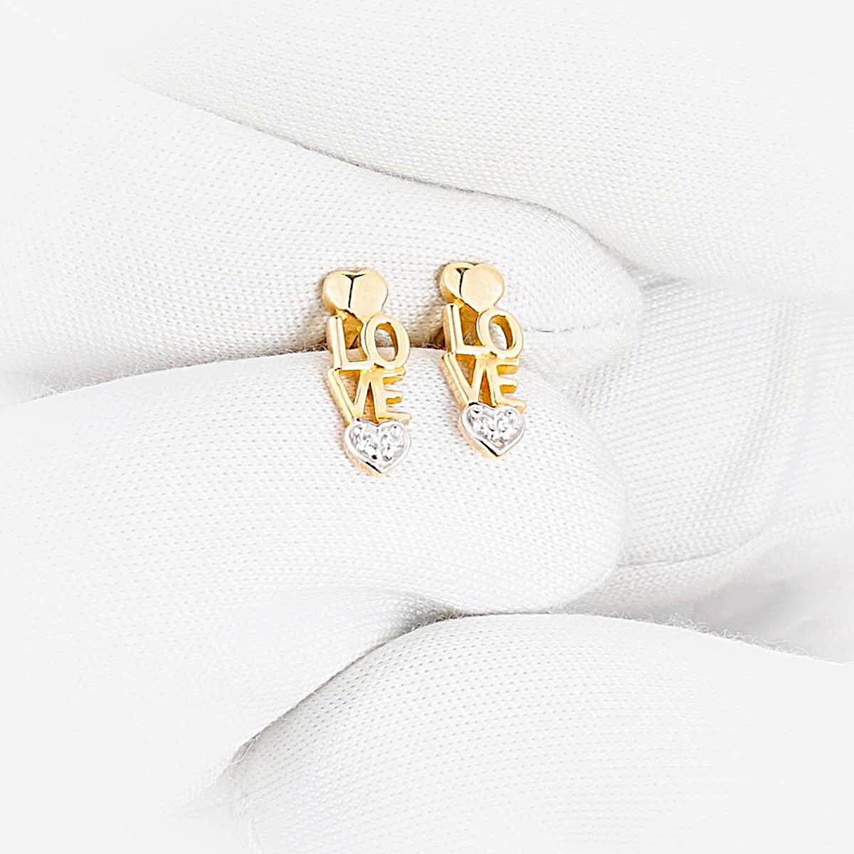 Серьги с фианитами из красного золота 585 пробы 1