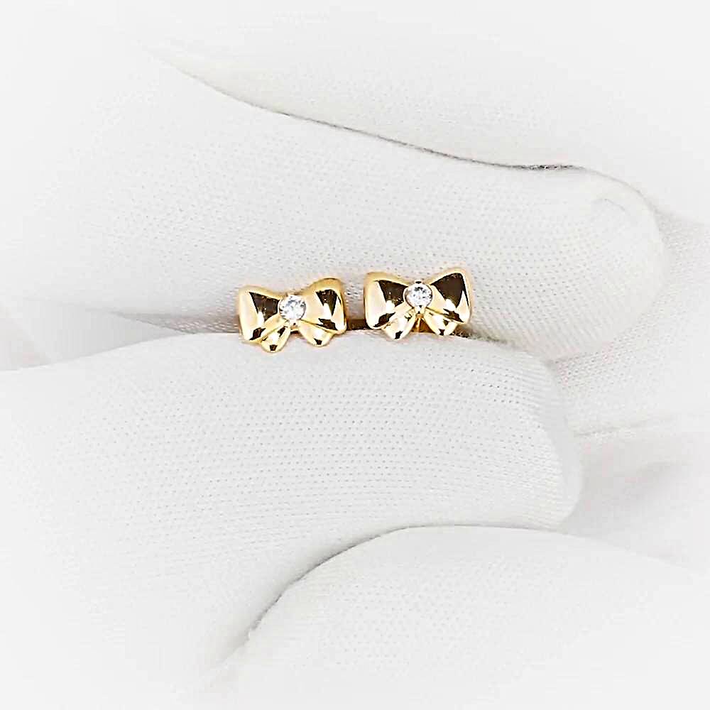 Серьги с фианитами из красного золота 375 пробы 1