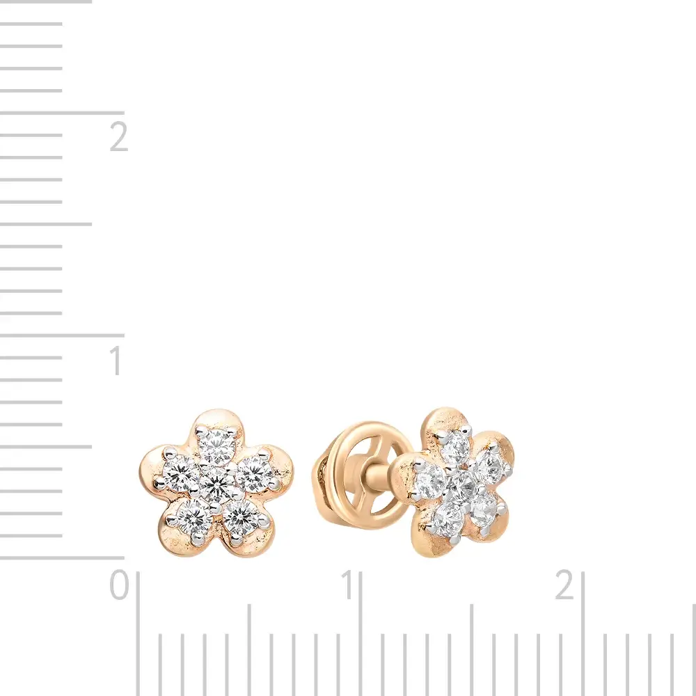 Серьги с фианитами из красного золота 375 пробы 3