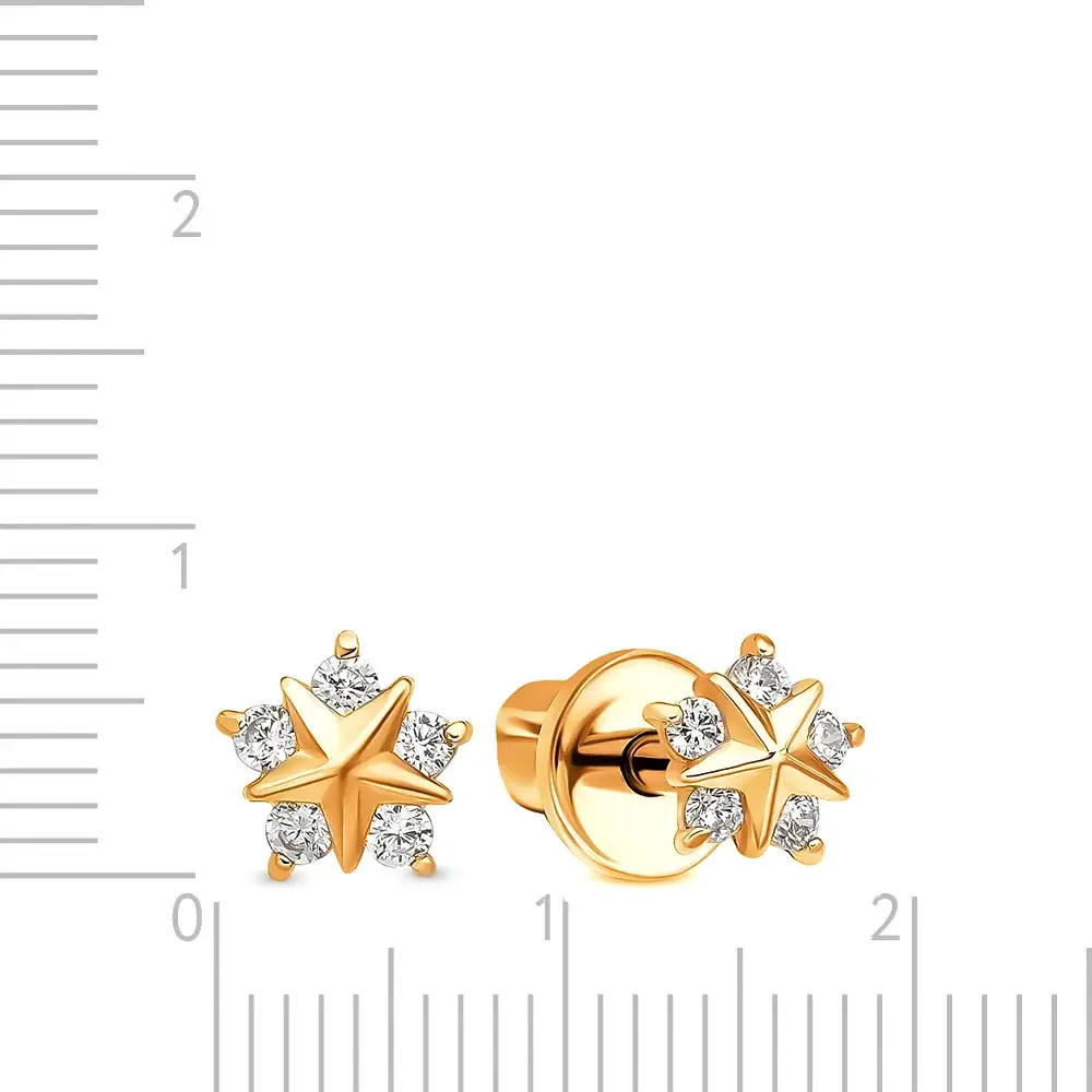 Серьги с фианитами из красного золота 375 пробы 3