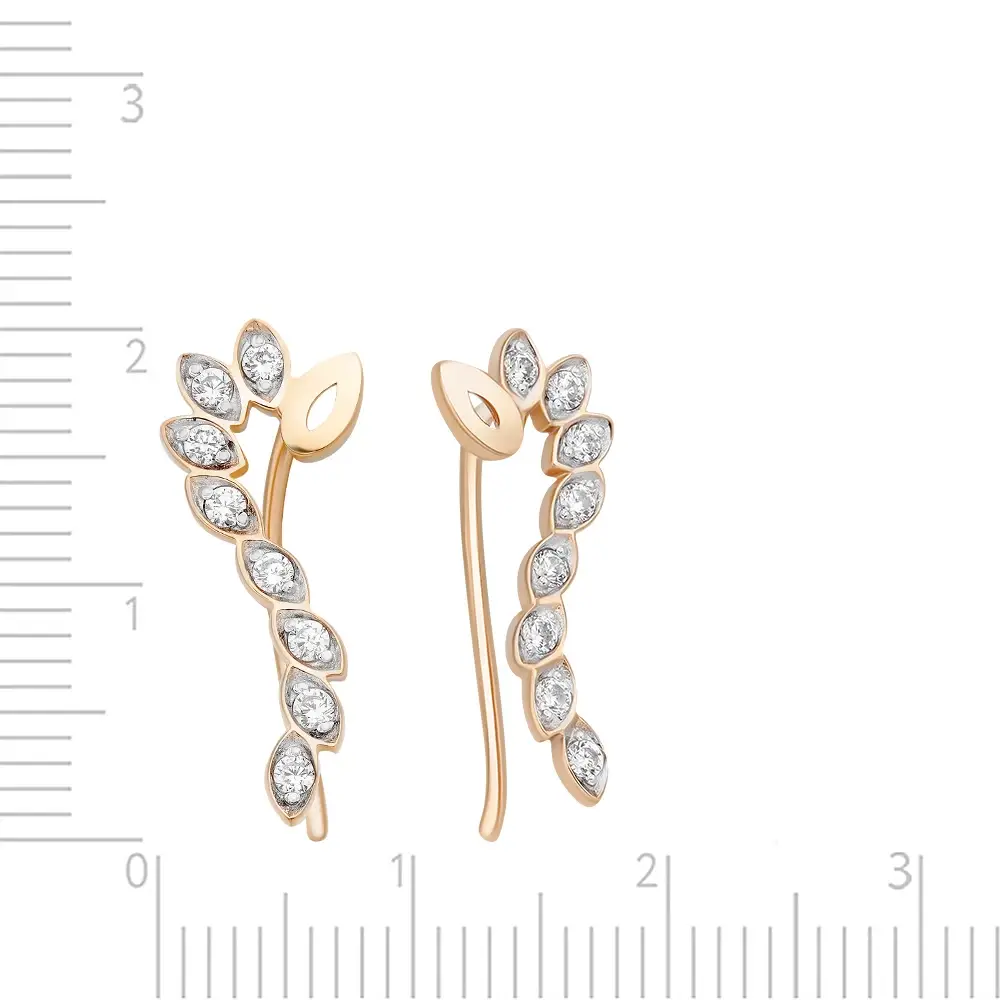 Серьги с фианитами из красного золота 585 пробы 3