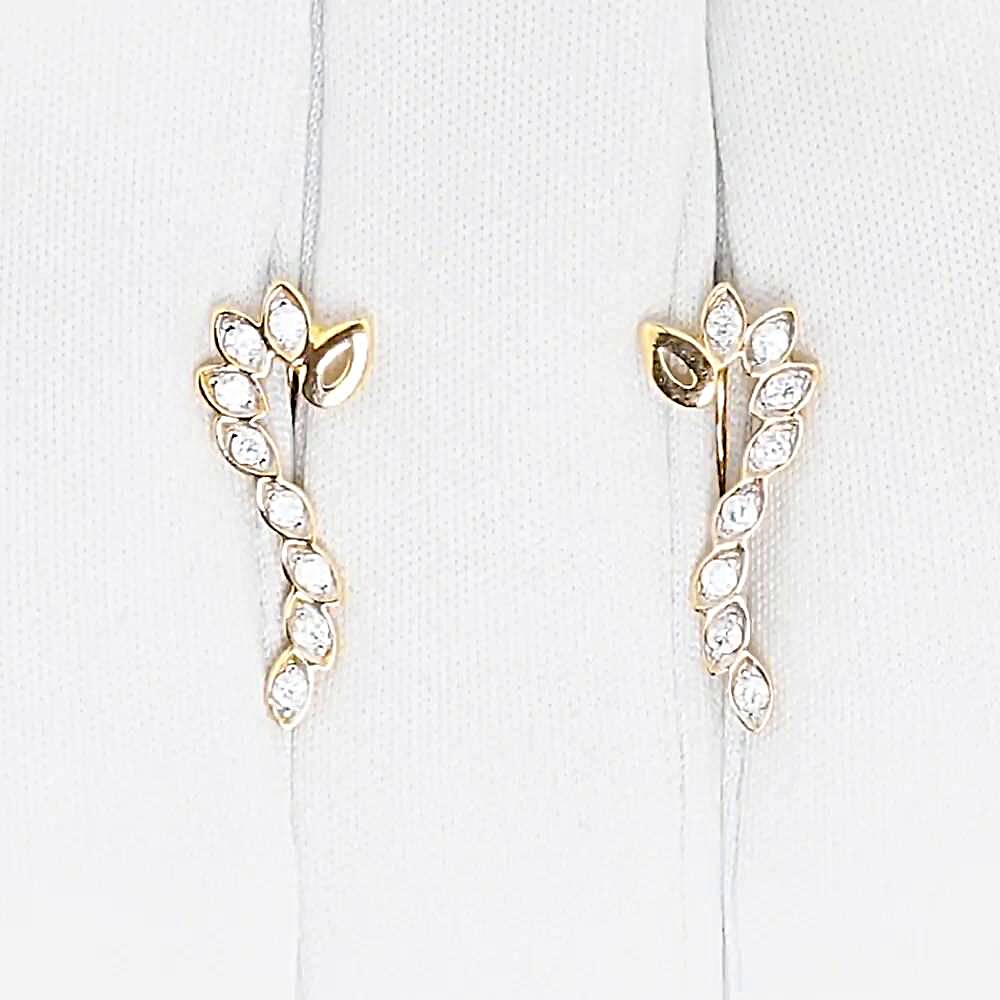 Серьги с фианитами из красного золота 585 пробы 1