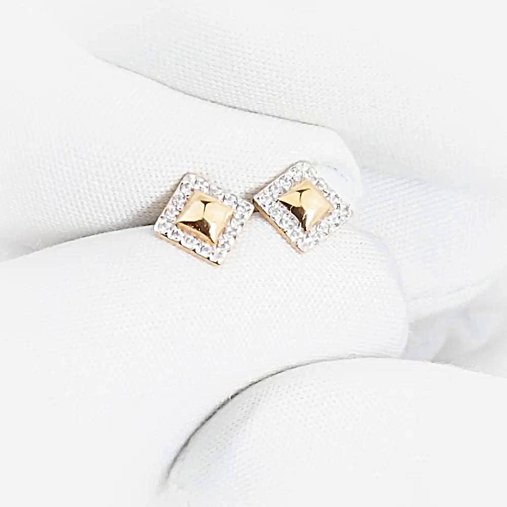 Серьги с фианитами из красного золота 375 пробы 1