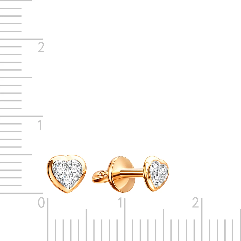 Серьги с фианитами из красного золота 585 пробы