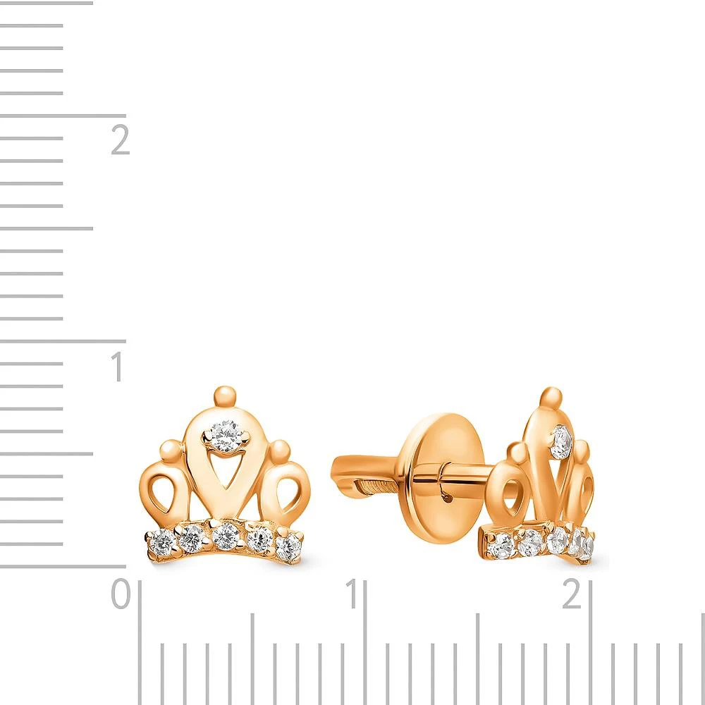 Серьги с фианитами из красного золота 375 пробы