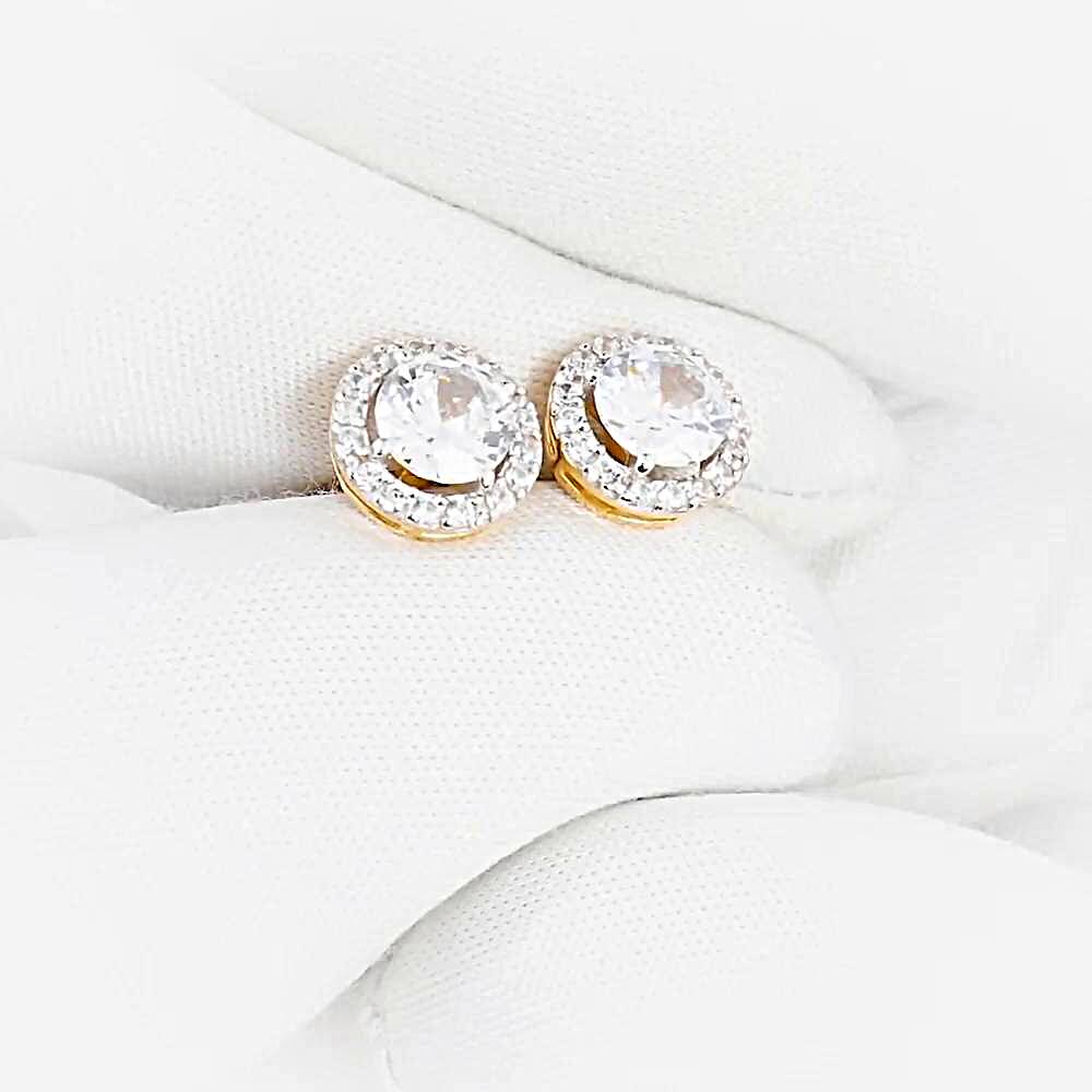 Серьги с фианитами из красного золота 585 пробы 1
