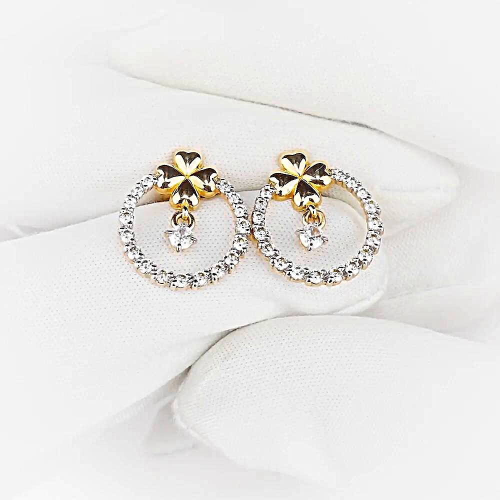 Серьги с фианитами из красного золота 585 пробы 1