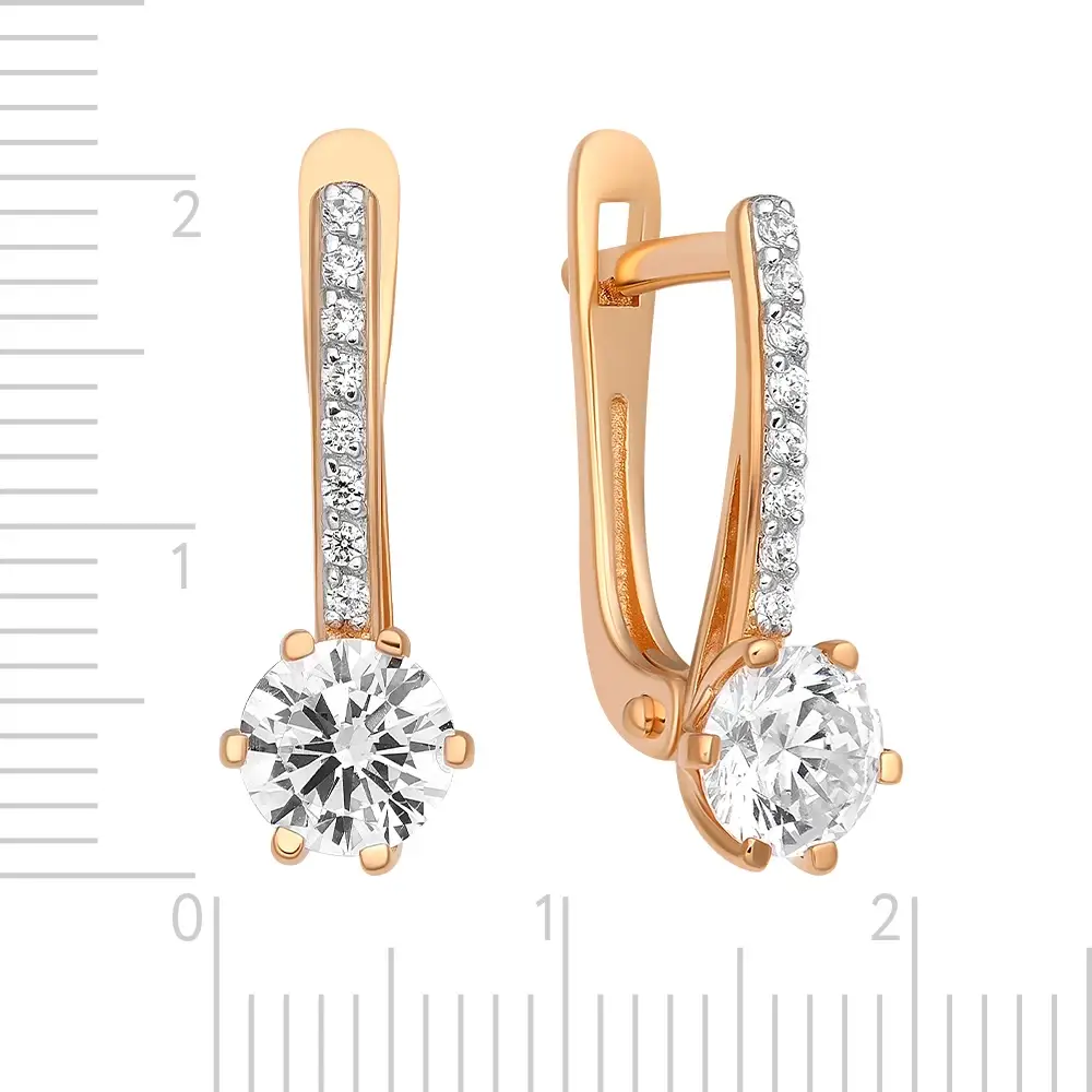 Серьги с фианитами из красного золота 585 пробы 3