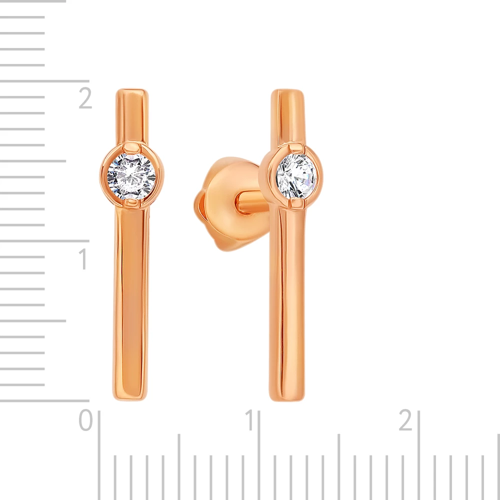 Серьги с фианитами из красного золота 585 пробы