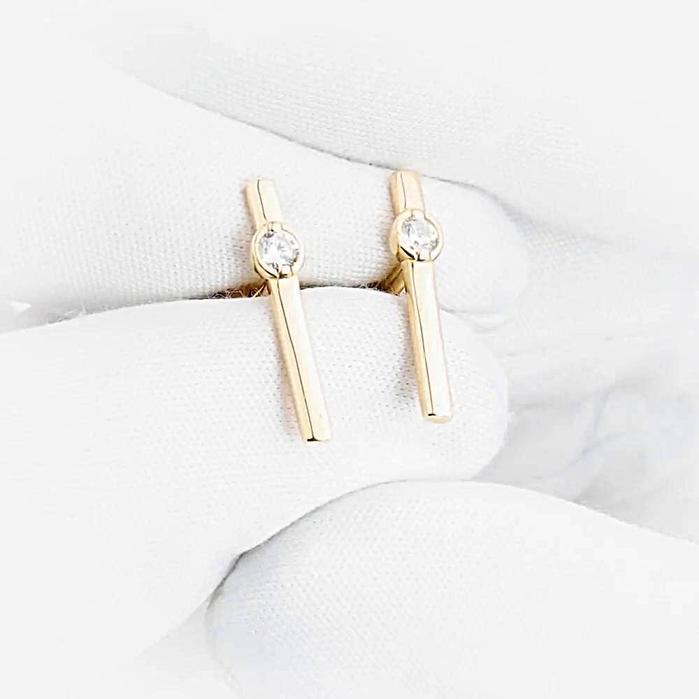 Серьги с фианитами из красного золота 585 пробы 1