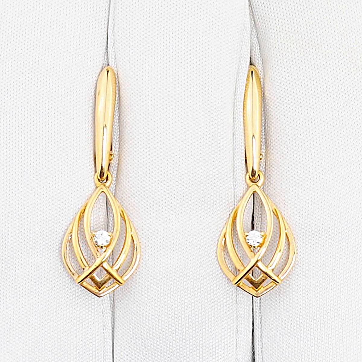 Серьги с фианитами из красного золота 585 пробы 1