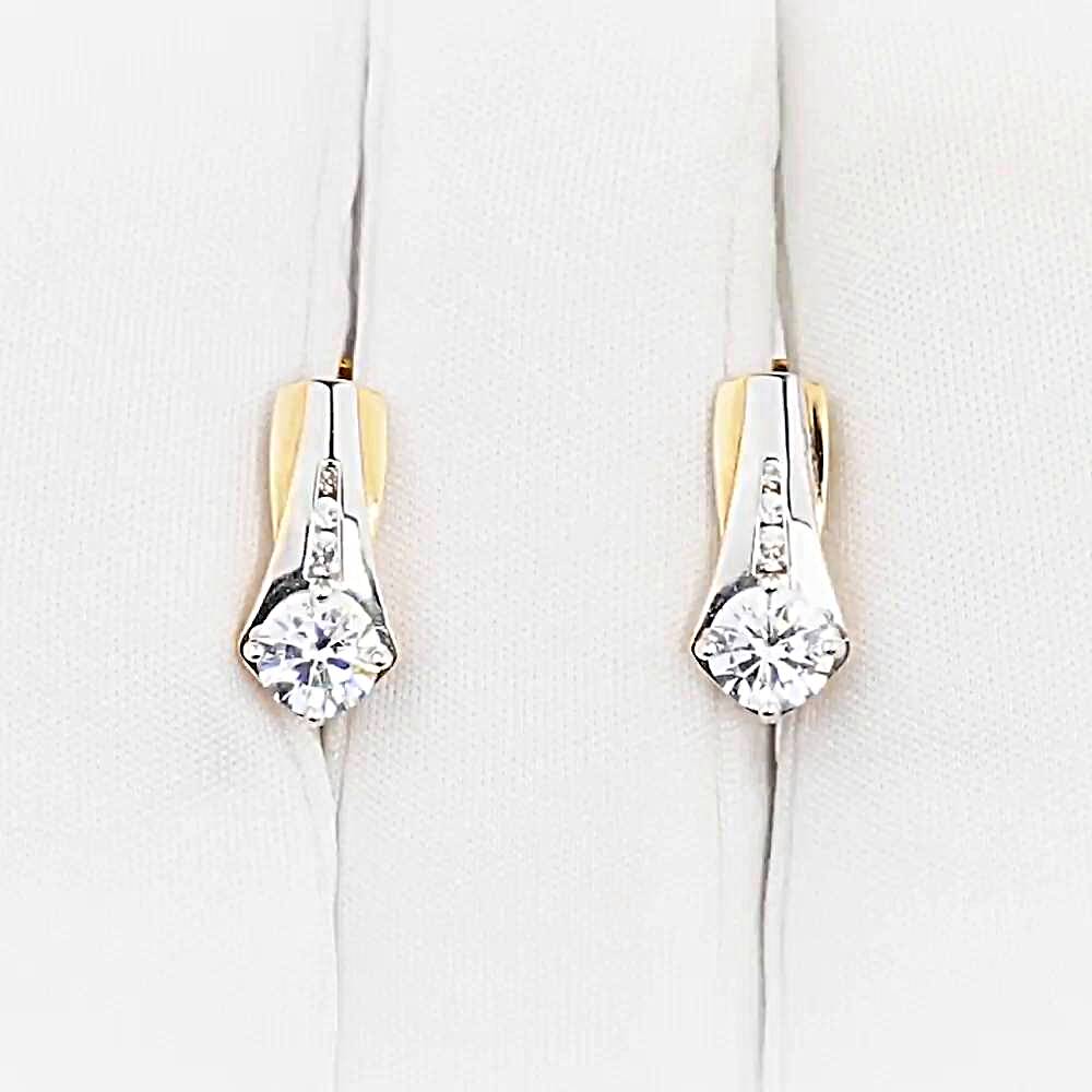 Серьги с фианитами из красного золота 585 пробы 1