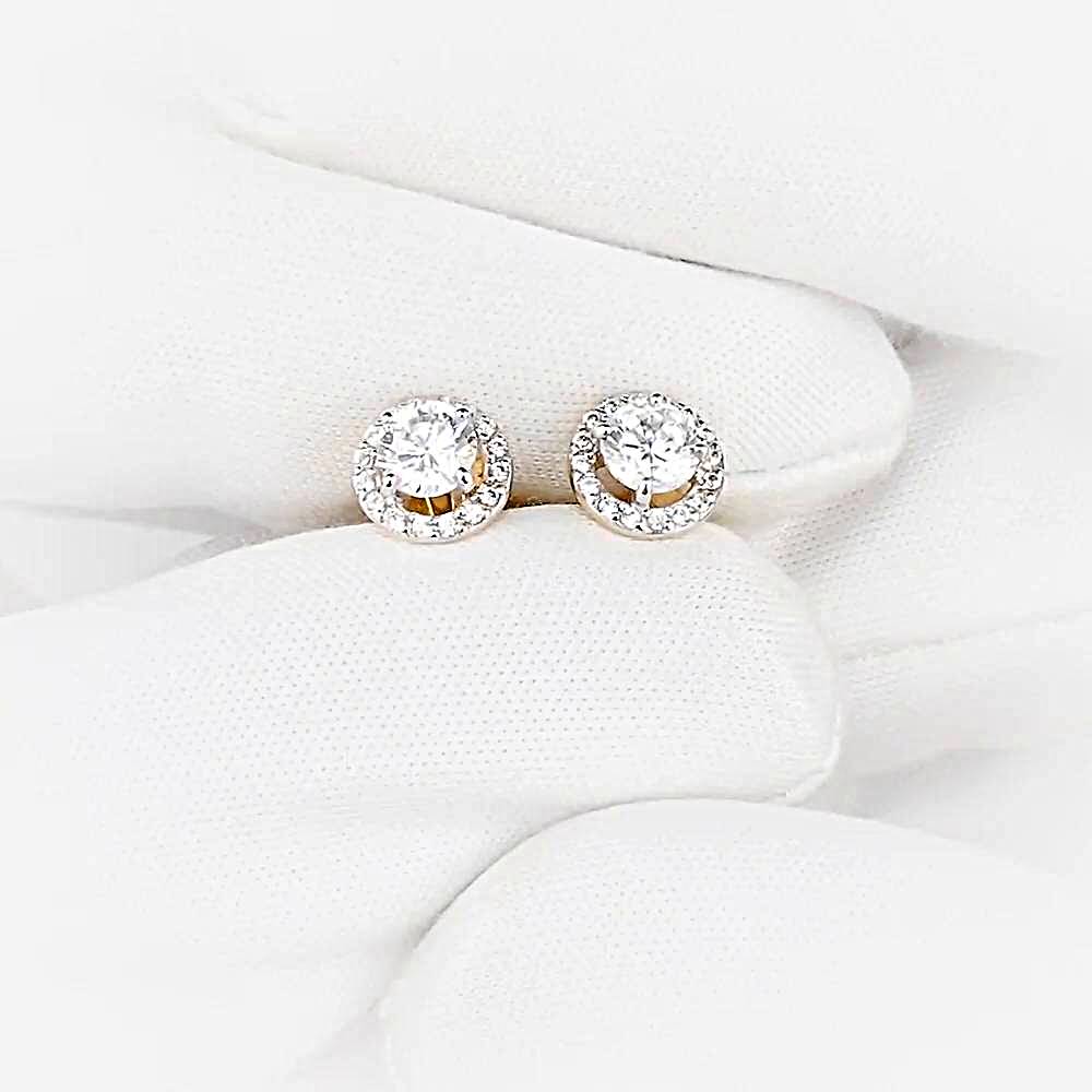 Серьги с фианитами из красного золота 585 пробы 1