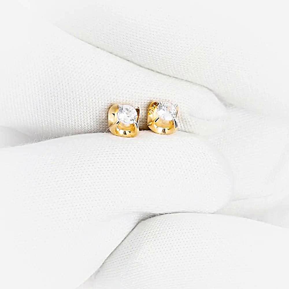 Серьги с фианитами из красного золота 585 пробы 1