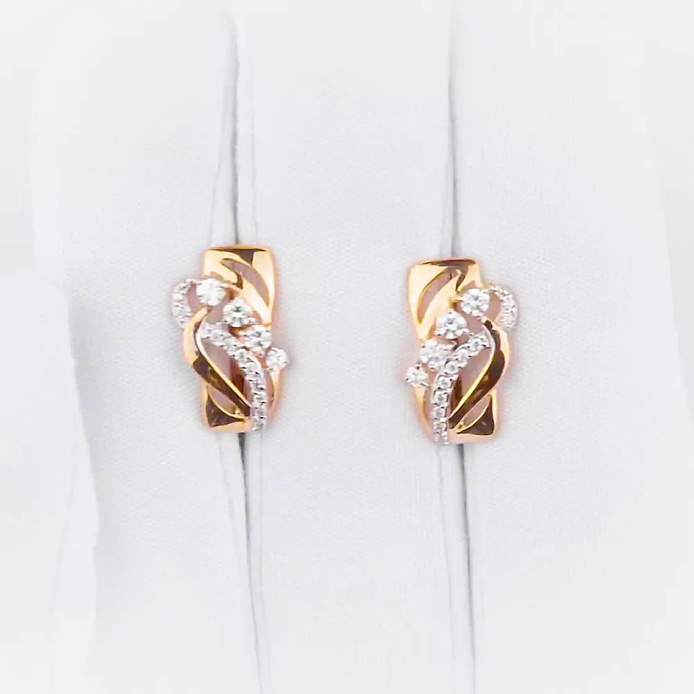 Серьги с фианитами из красного золота 375 пробы 1