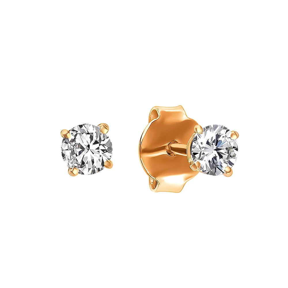 Серьги с фианитами из красного золота 585 пробы 1