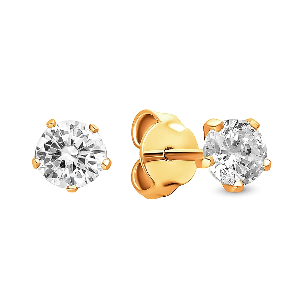 Серьги с фианитами из красного золота 375 пробы 1