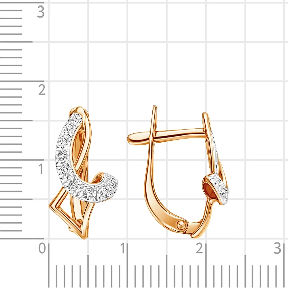 Серьги с фианитами из красного золота 375 пробы