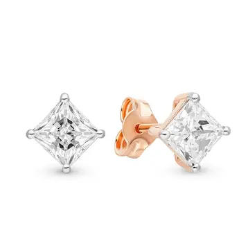Серьги с фианитами из красного золота 375 пробы