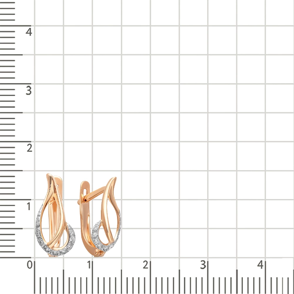 Серьги с фианитами из красного золота 375 пробы 2