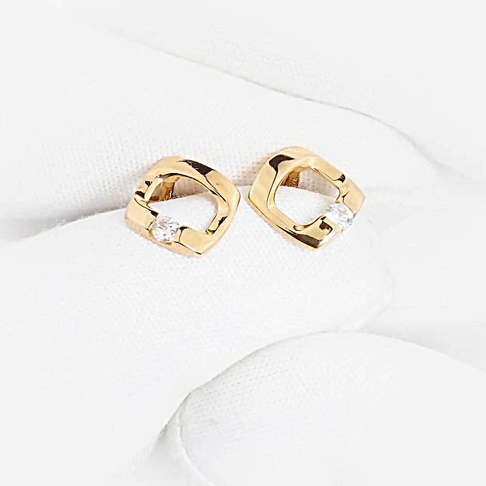 Серьги с фианитами из красного золота 375 пробы 1