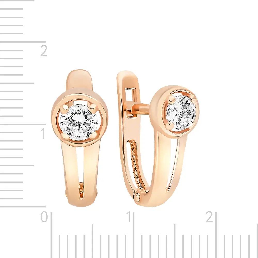 Серьги с фианитами из красного золота 585 пробы 3