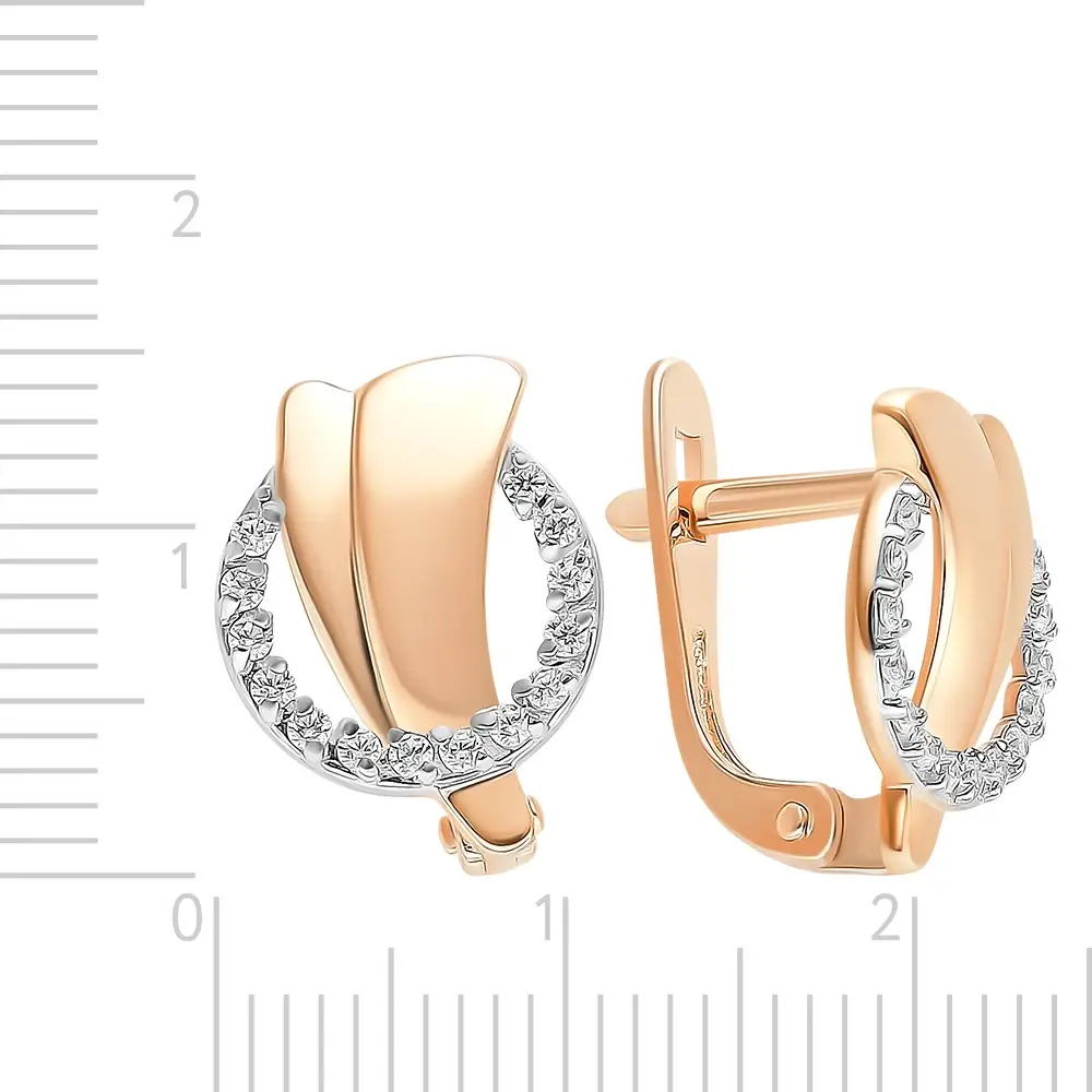 Серьги с фианитами из красного золота 585 пробы 3