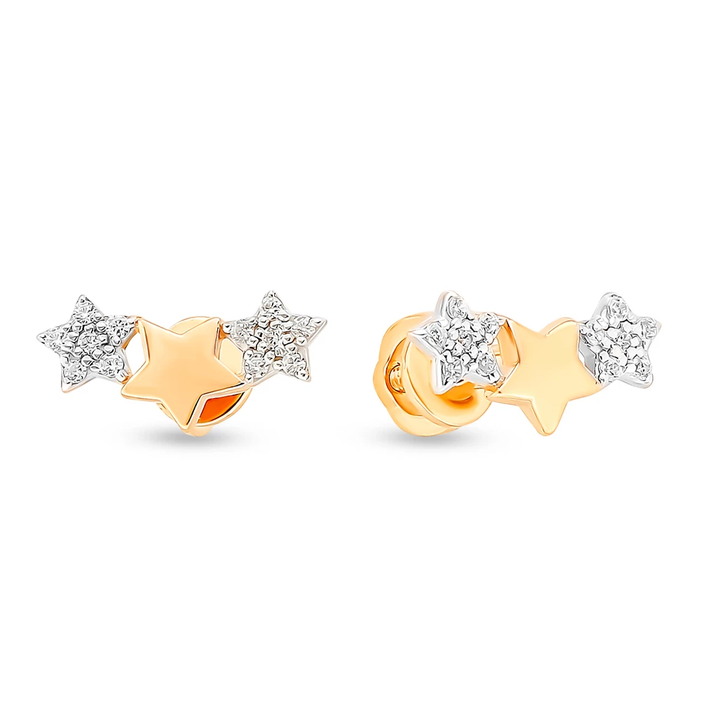 Серьги с фианитами из красного золота 585 пробы 1