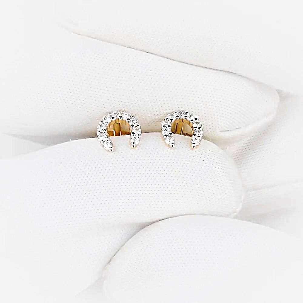 Серьги с фианитами из красного золота 585 пробы 1