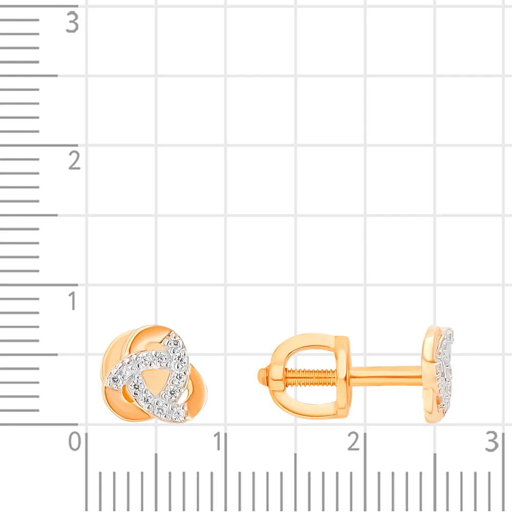 Серьги с фианитами из красного золота 585 пробы 2