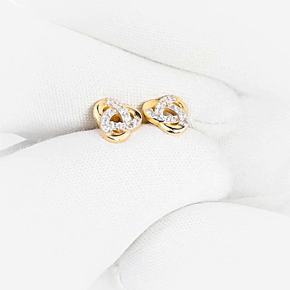 Серьги с фианитами из красного золота 585 пробы 1