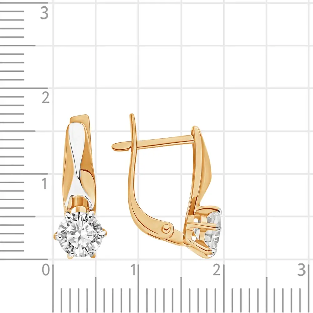 Серьги с фианитами из красного золота 585 пробы 3