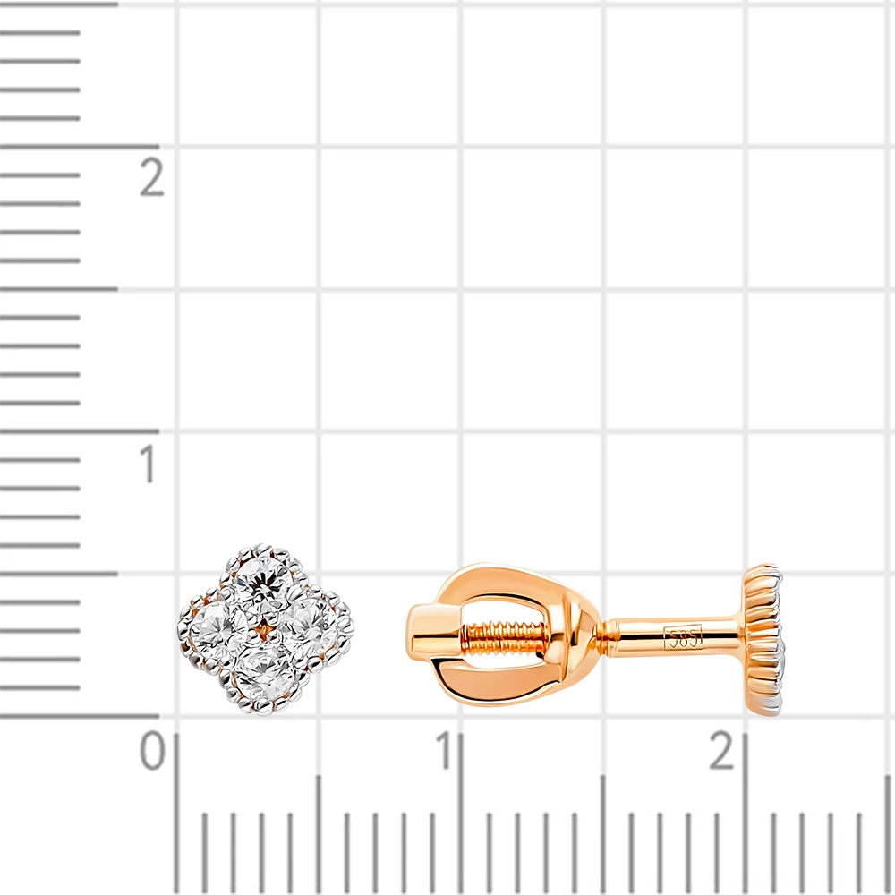 Серьги с фианитами из красного золота 585 пробы