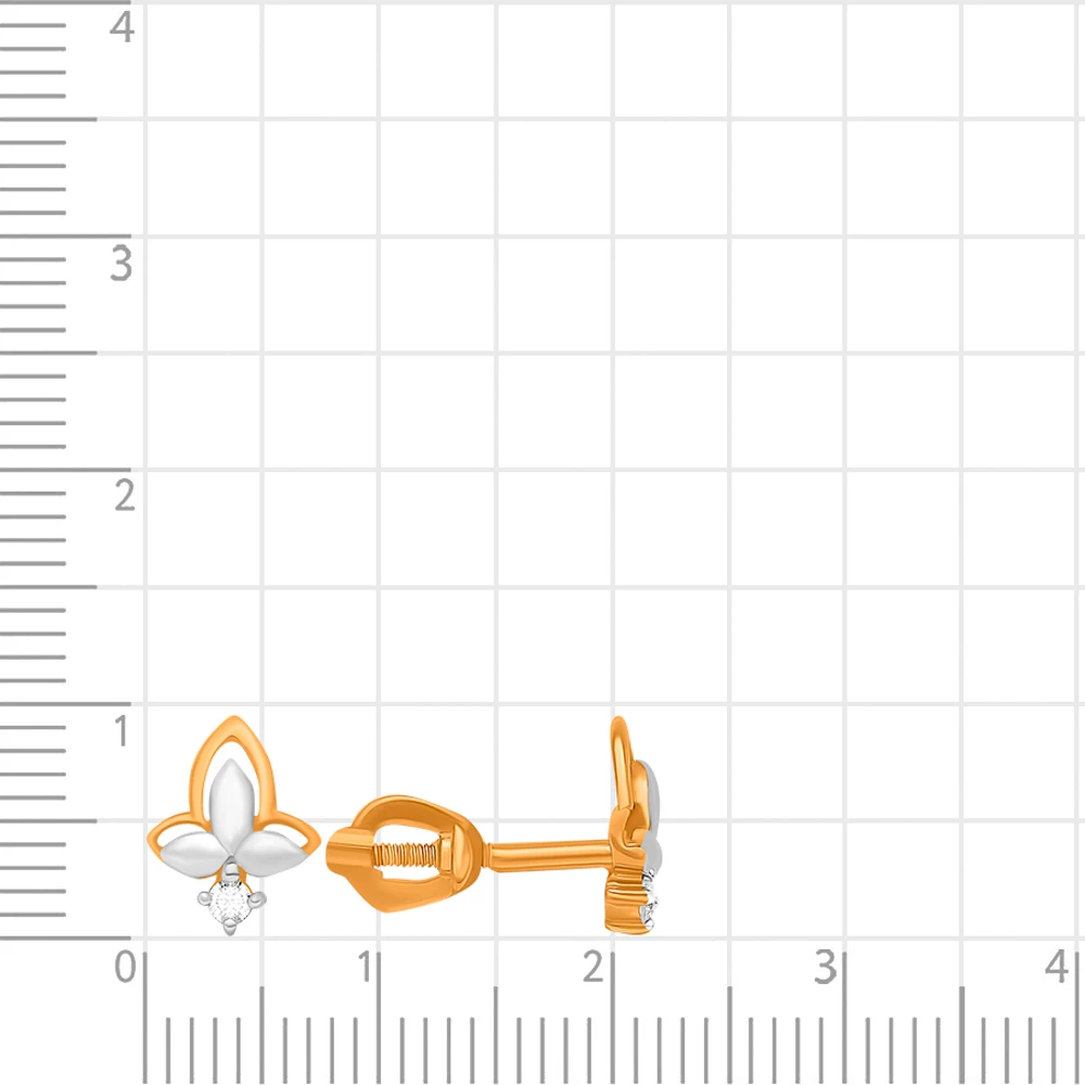Серьги с фианитами из красного золота 585 пробы 2