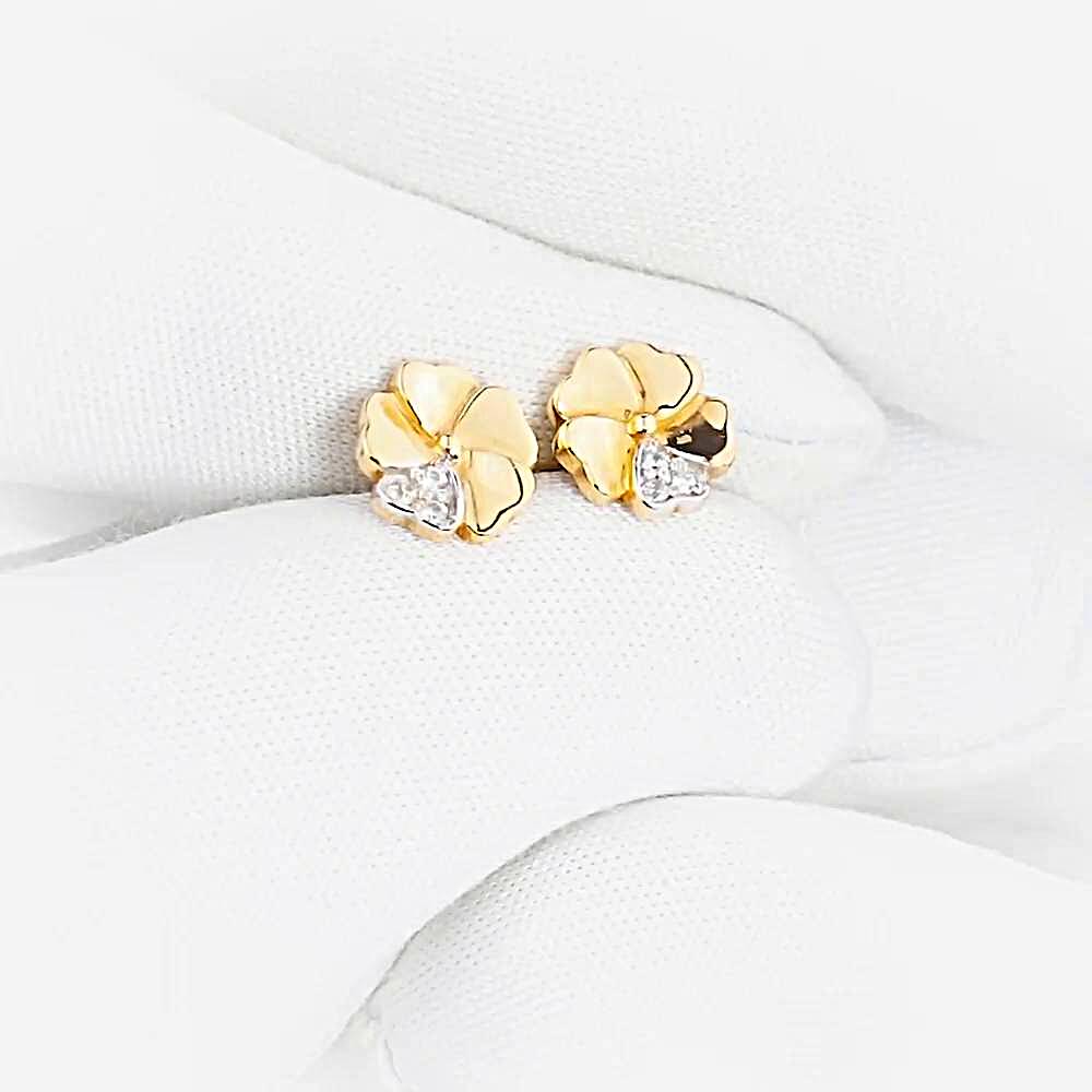 Серьги с фианитами из красного золота 585 пробы 1