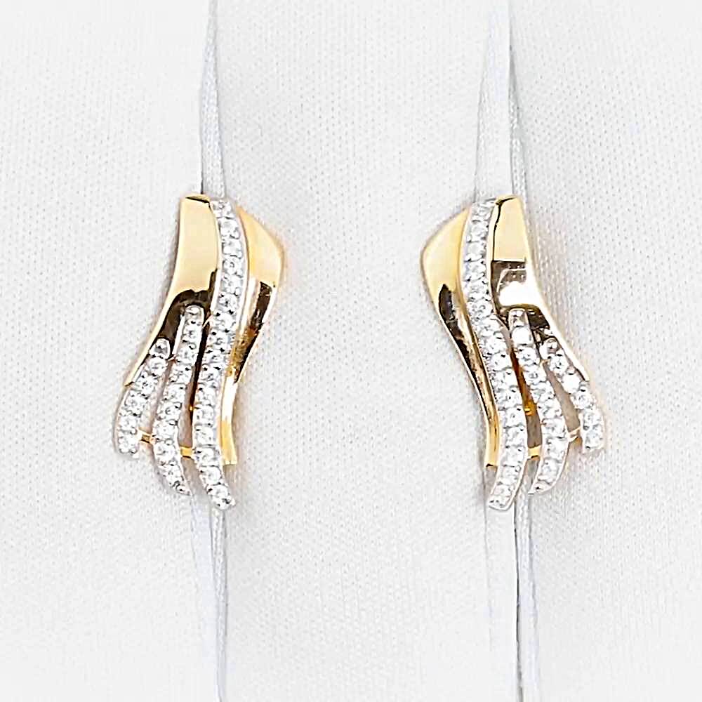 Серьги с фианитами из красного золота 585 пробы 1