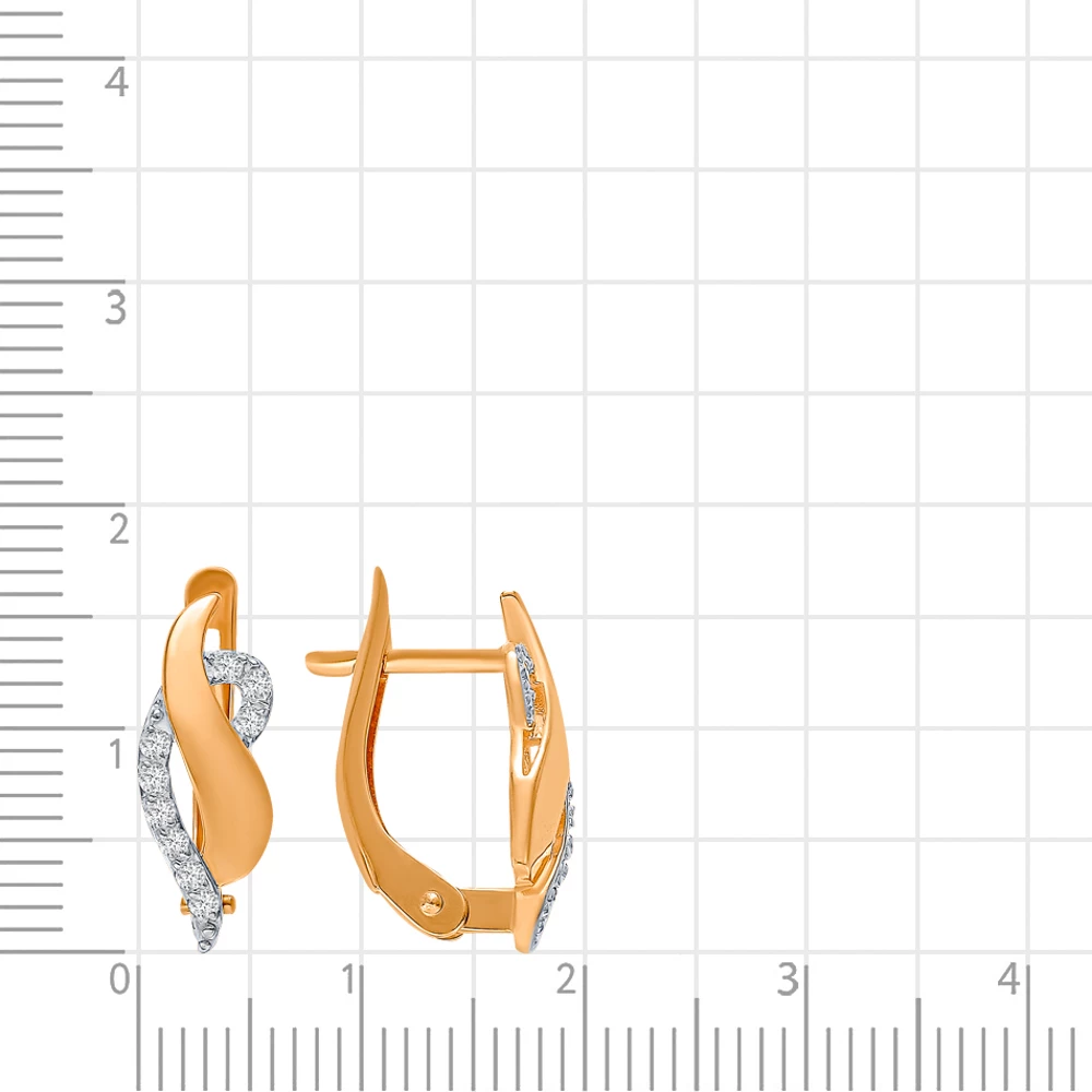 Серьги с фианитами из красного золота 375 пробы