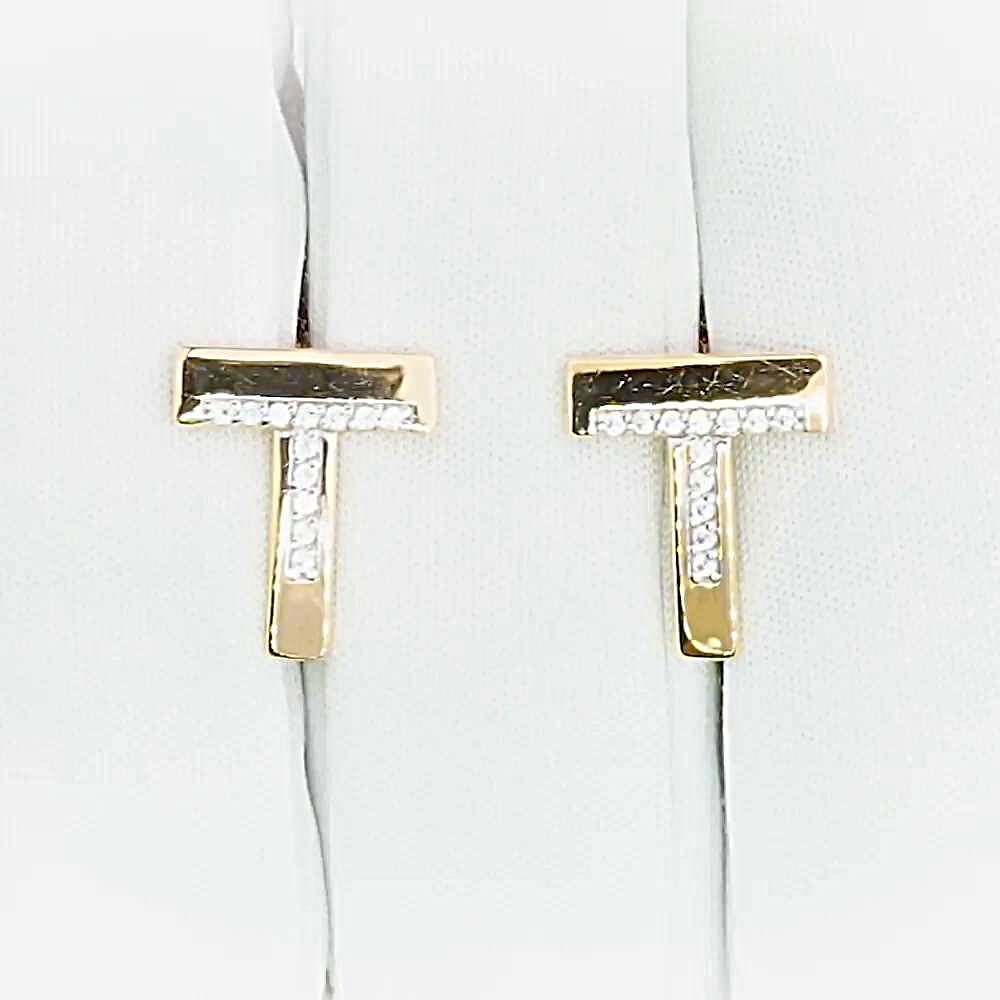 Серьги с фианитами из красного золота 585 пробы 1