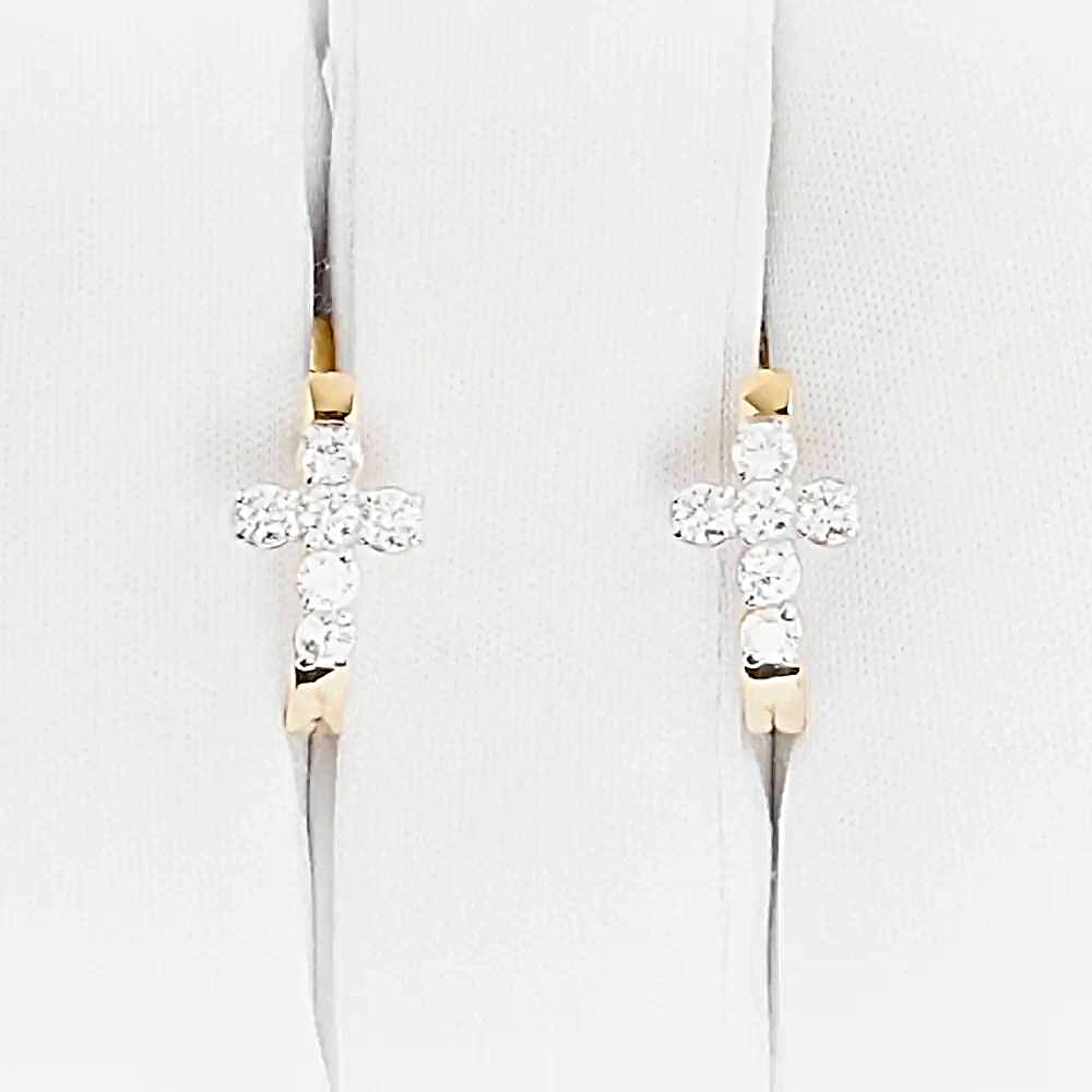 Серьги с фианитами из красного золота 585 пробы 1