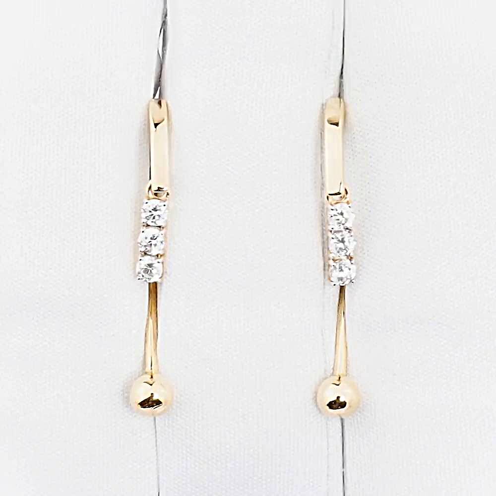 Серьги с фианитами из красного золота 585 пробы 1