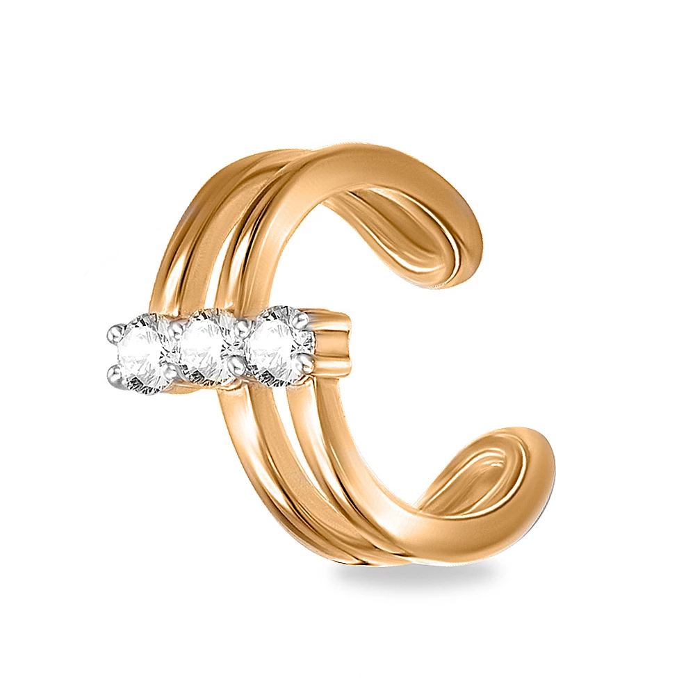 Серьга с фианитами из красного золота 585 пробы 1