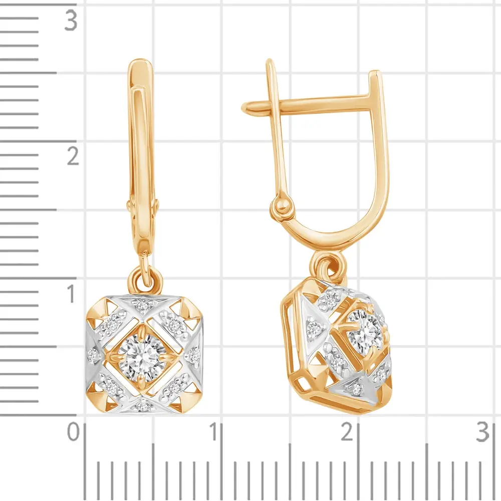 Серьги с фианитами из красного золота 585 пробы 3