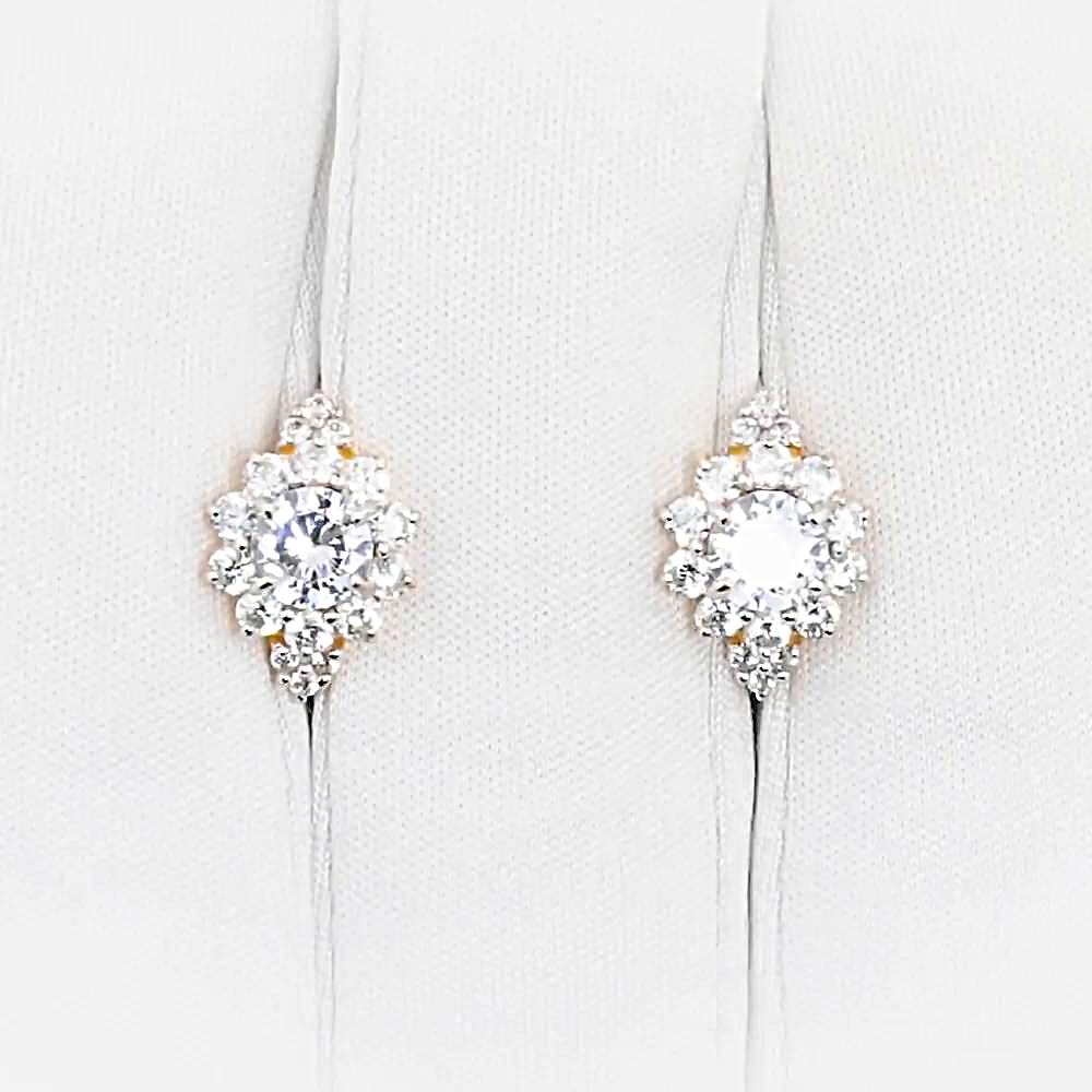 Серьги с фианитами из красного золота 585 пробы 1