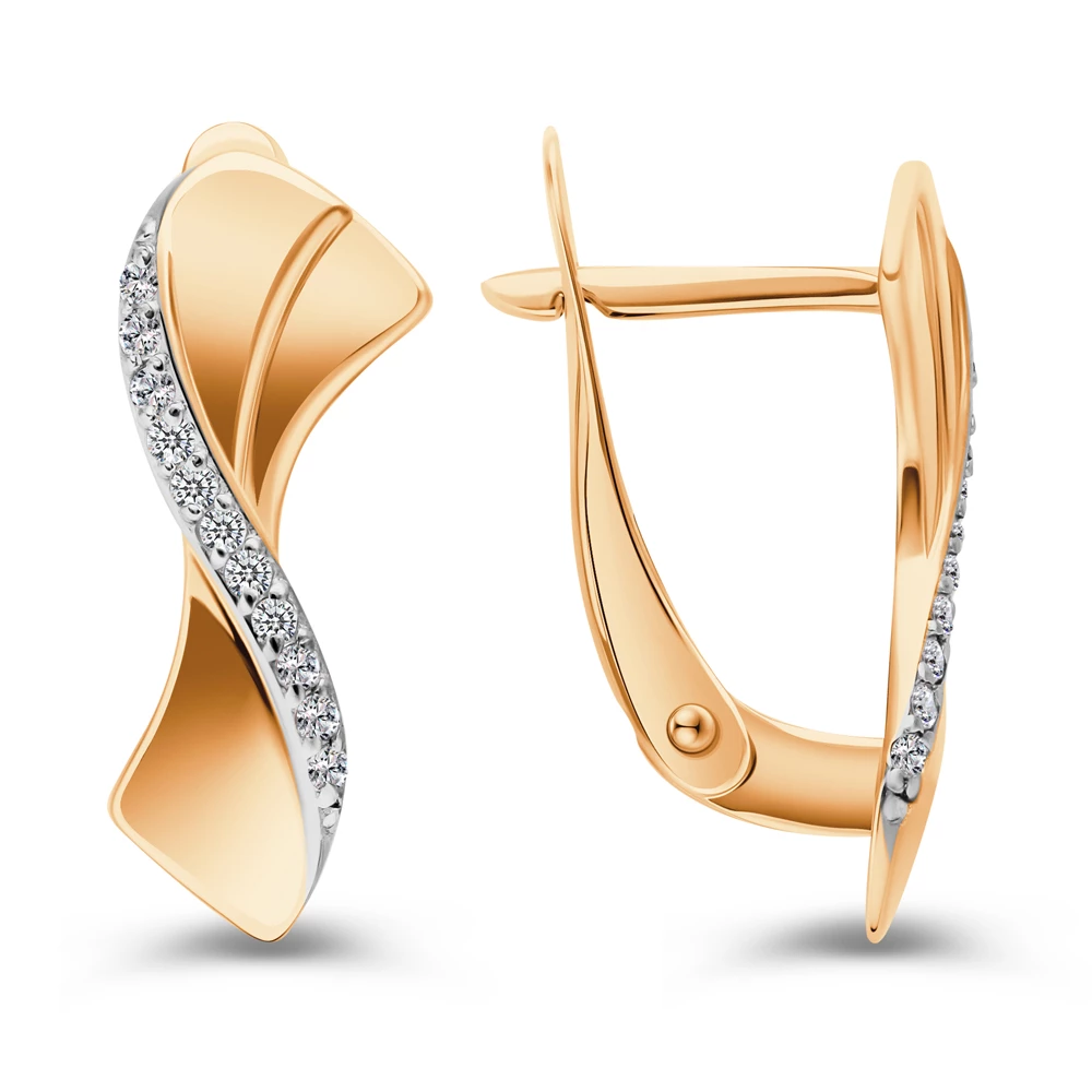 Серьги с фианитами из красного золота 375 пробы 2