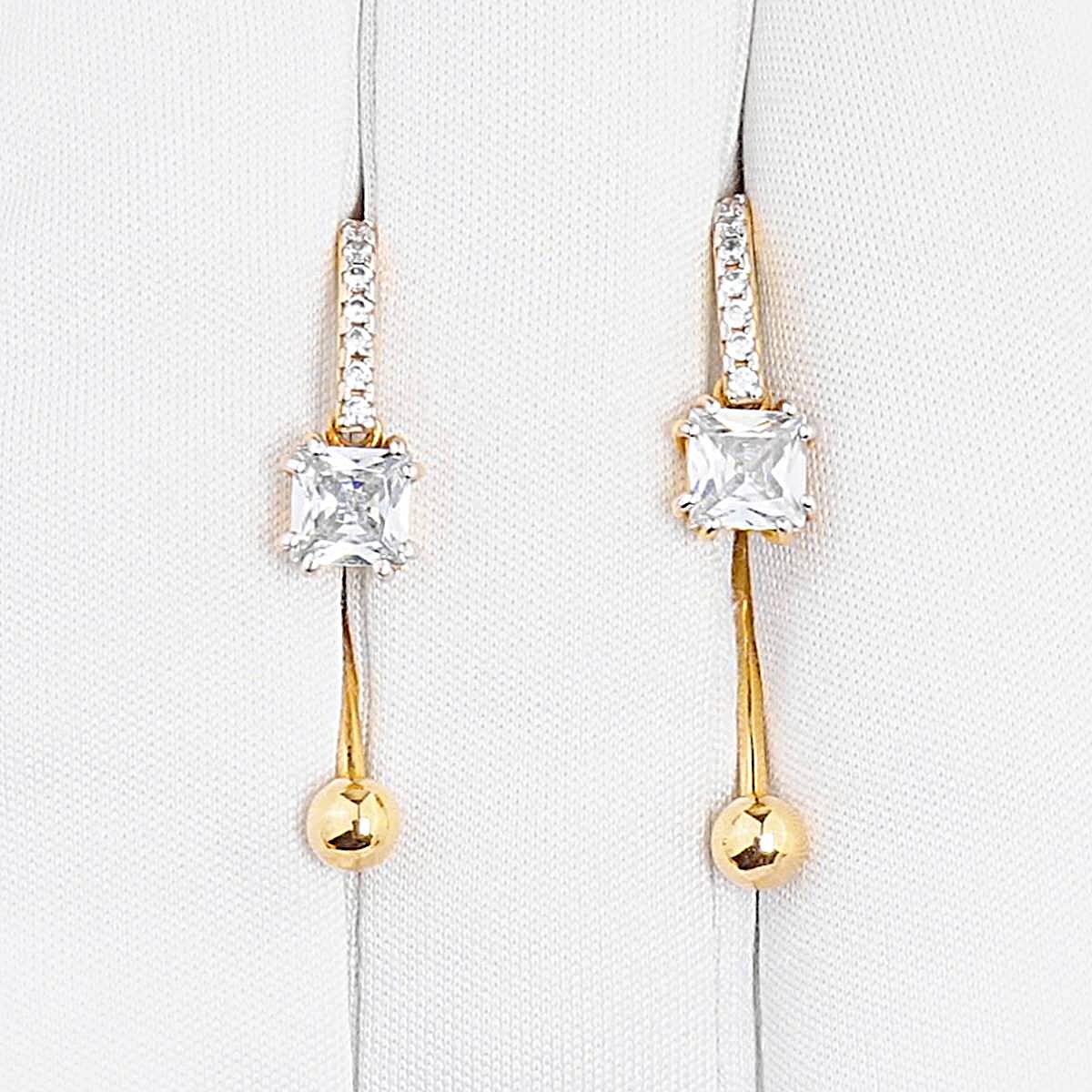 Серьги с фианитами из красного золота 585 пробы 1