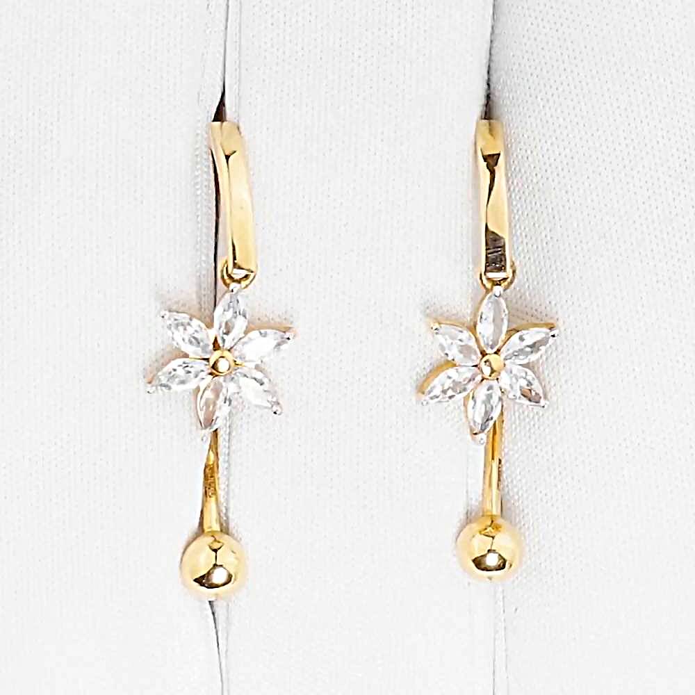 Серьги с фианитами из красного золота 585 пробы 1