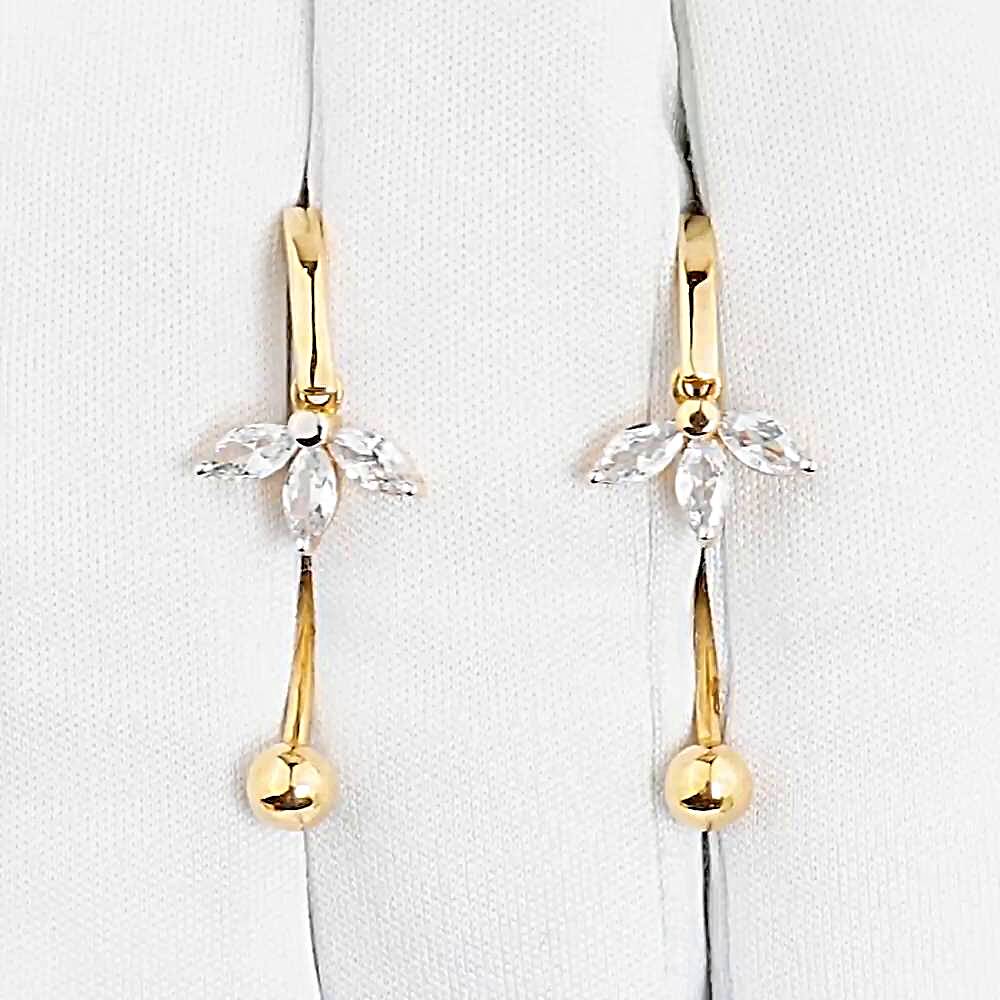 Серьги с фианитами из красного золота 585 пробы 1