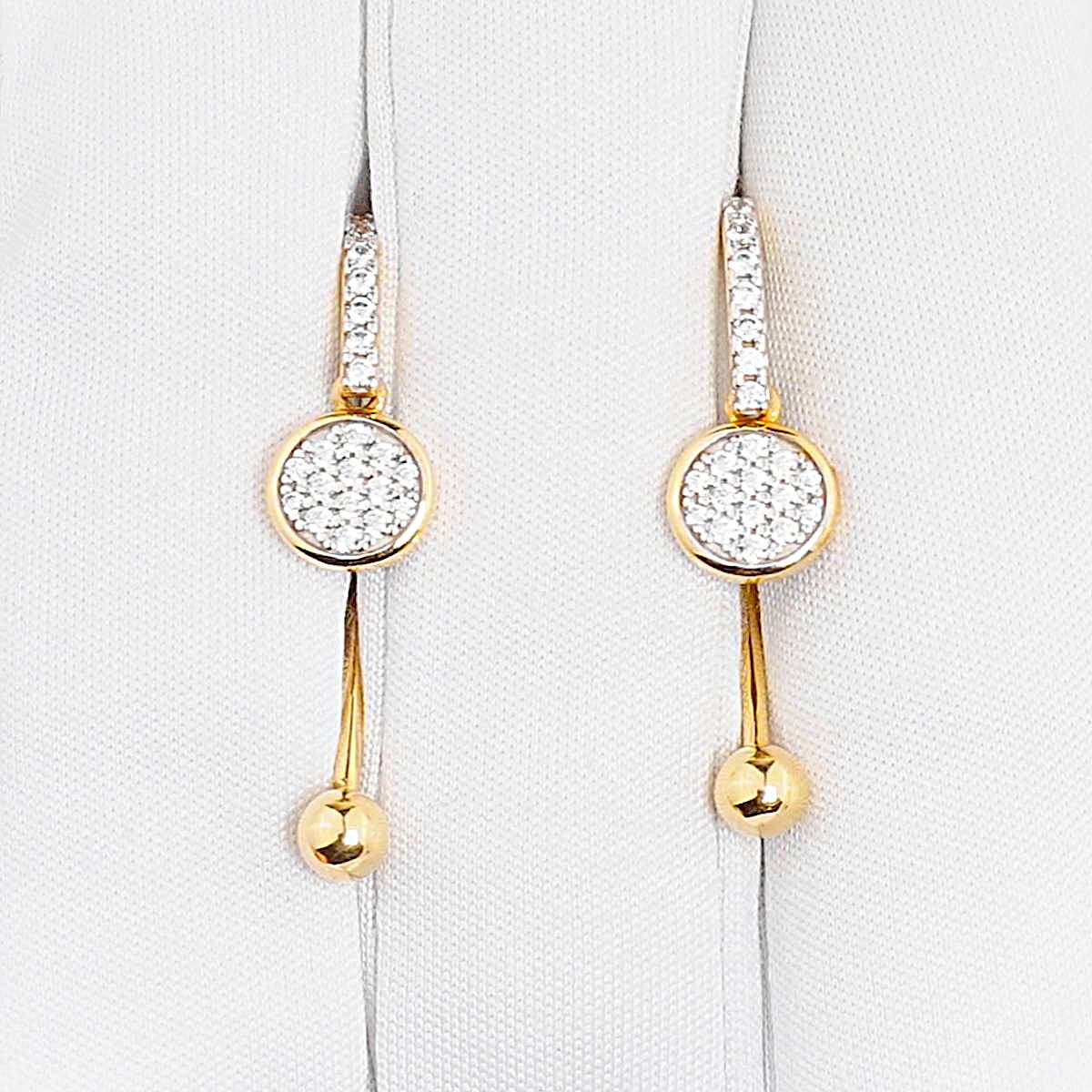 Серьги с фианитами из красного золота 585 пробы 1